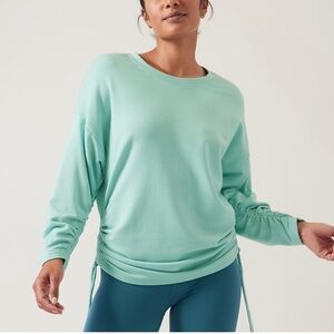Athleta Lombard Ruched Sweatshirt in Mint Green W-227 Sz M